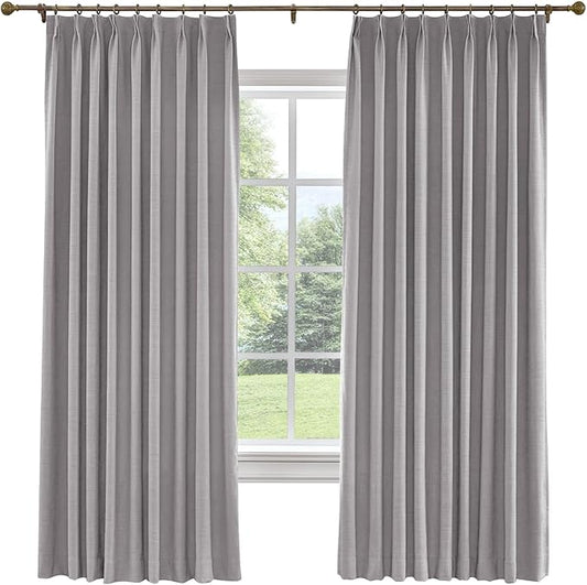 TWOPAGES 72 W x 84 L inch Pinch Pleated Curtain Room Darkening Linen Drapery by TWOPAGES