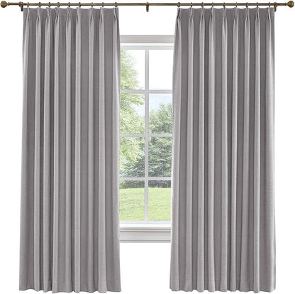 TWOPAGES 150 W x 102 L inch Pinch Pleated Curtain Room Darkening Linen Drapery by TWOPAGES