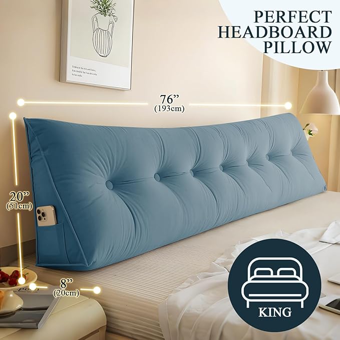 Headboard Pillow King, Large Triangular Wedge Headboard Pillow - Image 3