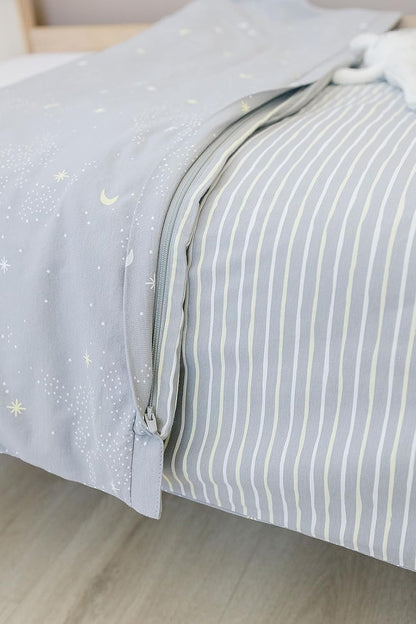 Ecolino Duvet Cover, Soft and 100% Organic Cotton Crib, Toddler, Travel Size, 37" x 51", Cover for Comforter, Duvet Insert or Blanket - Milky Way