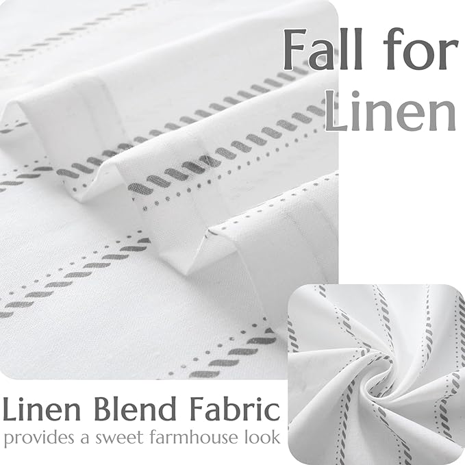 jinchan Linen Striped Kitchen Curtains Tier Cafe Curtains - Image 4