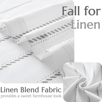 jinchan Linen Striped Kitchen Curtains Tier Cafe Curtains - Image 4