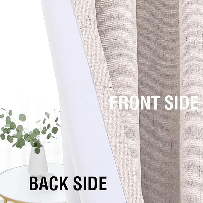 H.VERSAILTEX Linen Look 100% Blackout Curtains 45 Inches Long - Image 7
