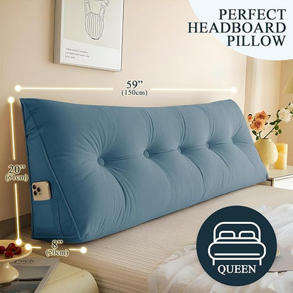 Headboard Pillow Queen, Large Triangular Wedge Headboard Pillow - Image 3