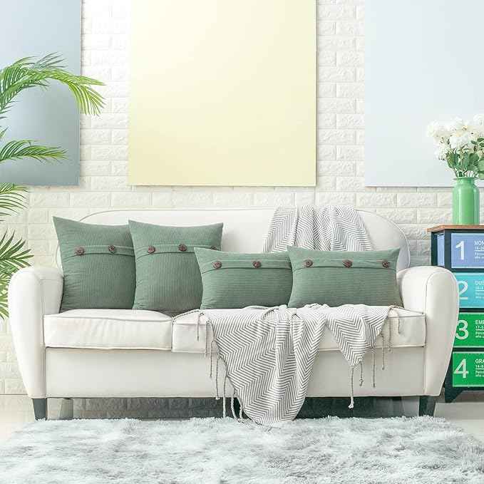 HWY 50 Sage Green Chenille Throw Pillow Covers 12x20 Inch - Image 6