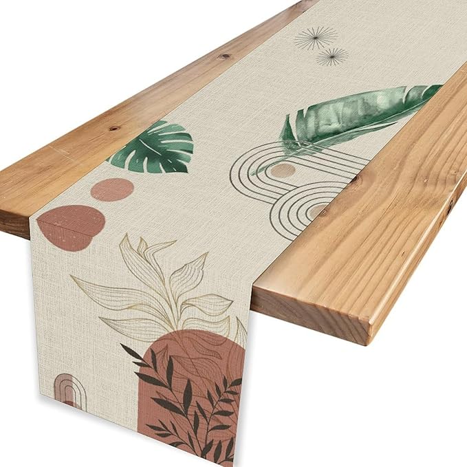Mid-Century Boho Leaves Table Runner - Image 4