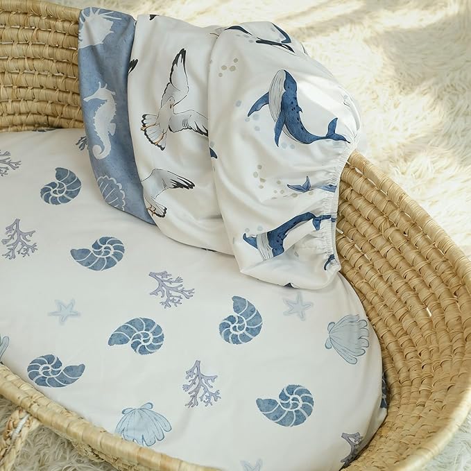 Gllquen Baby Bassinet Sheets 4 Pack, Breathable Cozy Fitted Mattress Sheet - Image 3