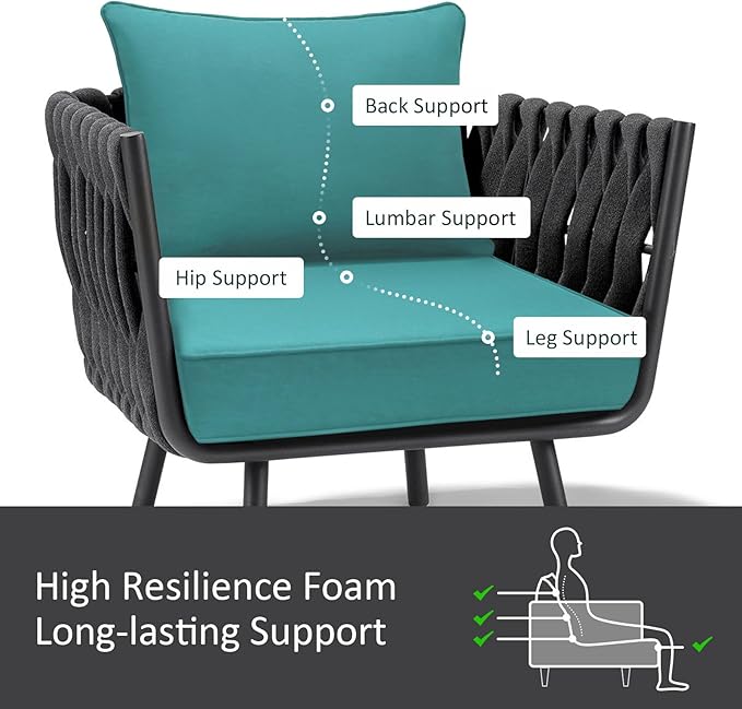Outdoor Patio Chair Cushions Set, Water-Repellent, Fade Resistant, Deep Seat - Image 4