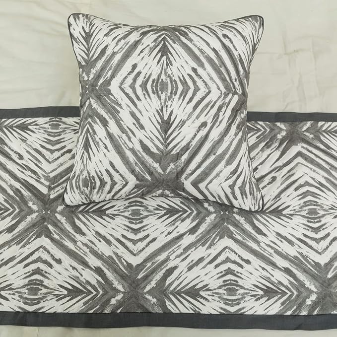 The HomeCentric King/Queen/Twin Grey & White Designer Twin 53"x18" Bed Runner - Image 6