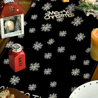 Artoid Mode Black Pine Tree Snowflake Merry Christmas Table Runner, Seasonal - Image 3