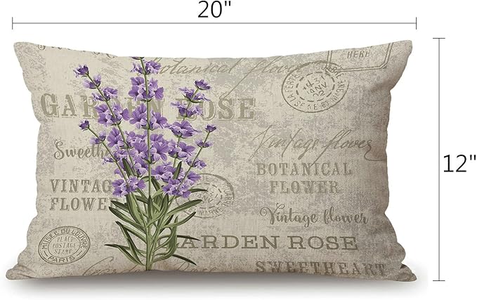 Solekla Lavender Cotton Linen Decorative Throw Pillow Case Cushion Cover - Image 2