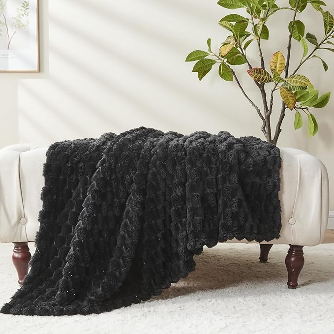 NEWCOSPLAY Super Soft Queen Blanket Black Premium Silky Flannel Fleece 3D - Image 9