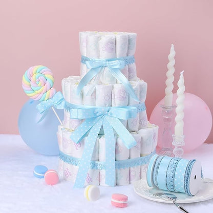LaRibbons Light Blue Ribbons for Crafts 6 Rolls 28.5 Yards TTL Thin Ribbon for - Image 2