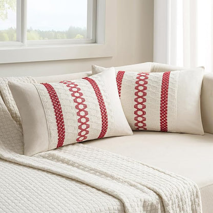 MIULEE Set of 2 Christmas Red Boho Decorative Lumbar Pillow Covers 12x20 Inch - Image 8