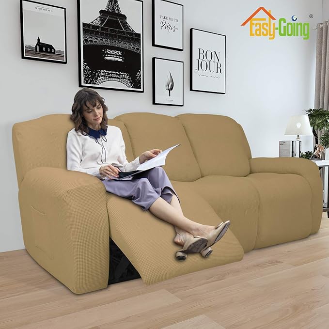 Easy-Going 8 Pieces Recliner Sofa Stretch Sofa Slipcover Sofa Cover Furniture - Image 2