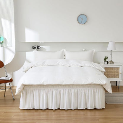 MEILA Wrap Around Bed Skirt Three Fabric Sides Elastic Dust Ruffled 24 Inch - Image 3