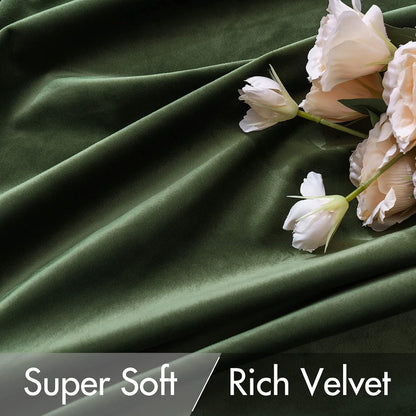 miulee velvet curtains 52x63 inches 2 panels olive, side view