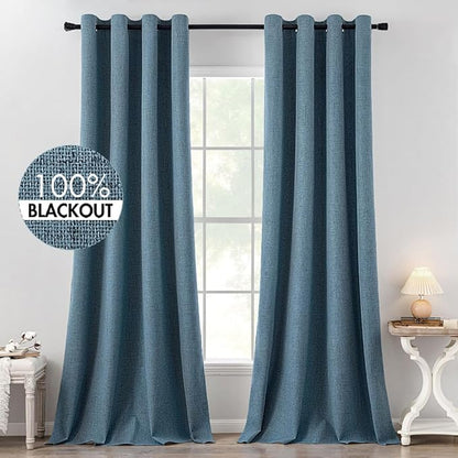 MIULEE Linen Texture Curtains for Bedroom Solid Blackout Thermal Insulated by MIULEE