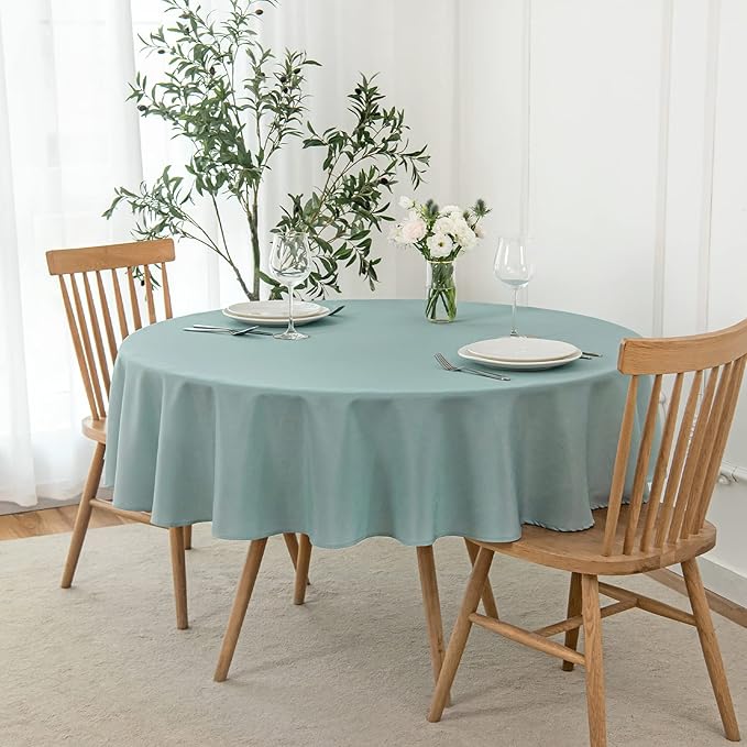 maxmill Round Linen Looking Textured Tablecloth Spill-Proof Wrinkle Free Soft by maxmill
