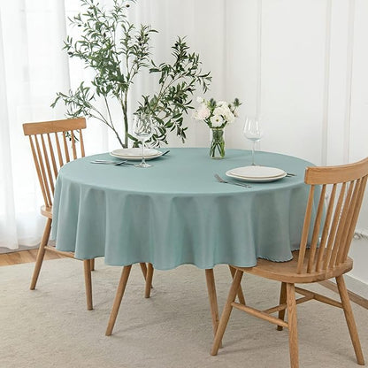 maxmill Round Linen Looking Textured Tablecloth Spill-Proof Wrinkle Free Soft by maxmill