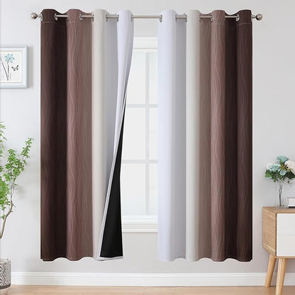 Estelar Textiler Brown and Greyish White Blackout Curtains 72 Inch Length 2 by ESTELARTEXTILER