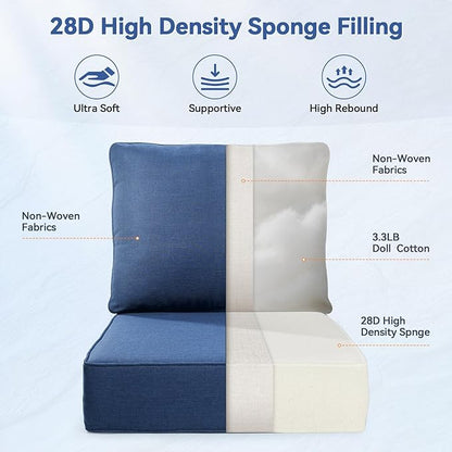 6" Thick Outdoor Cushions 24x24x6, 2-Set Deep Seat Patio Cushions - Image 4