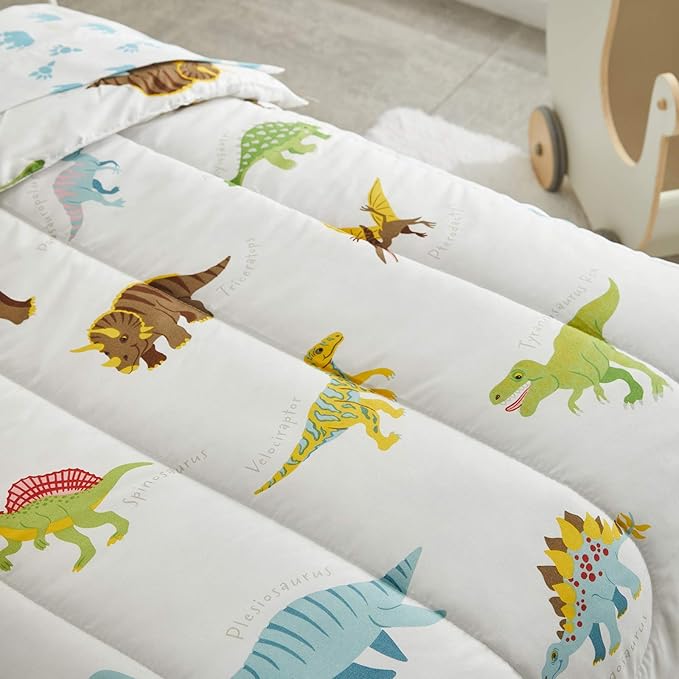 4 Pieces Toddler Bedding Set Dinosaur White - Image 6