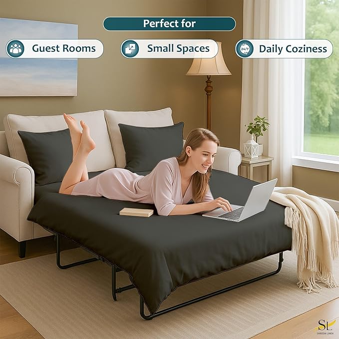 Luxury Queen Sleeper Sofa Bed Sheet Set, 100% Egyptian Cotton, 338 Thread Count - Image 5