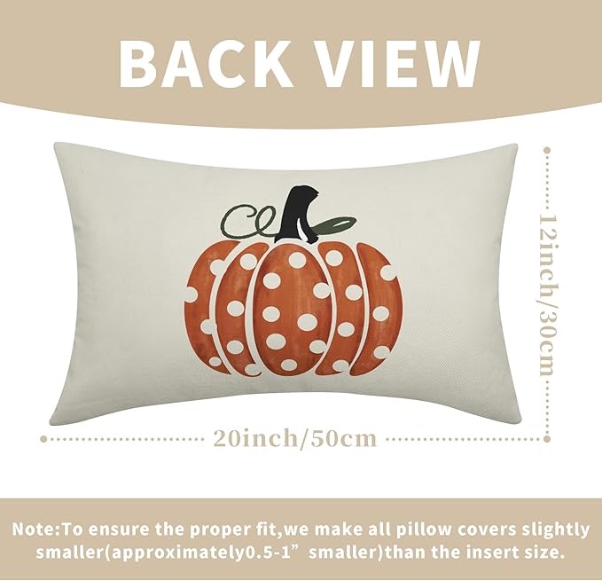 Fall Pumpkin Throw Pillow Cover 20X12 Inch Set of 2 Autumn Orange Pumpkin - Image 3