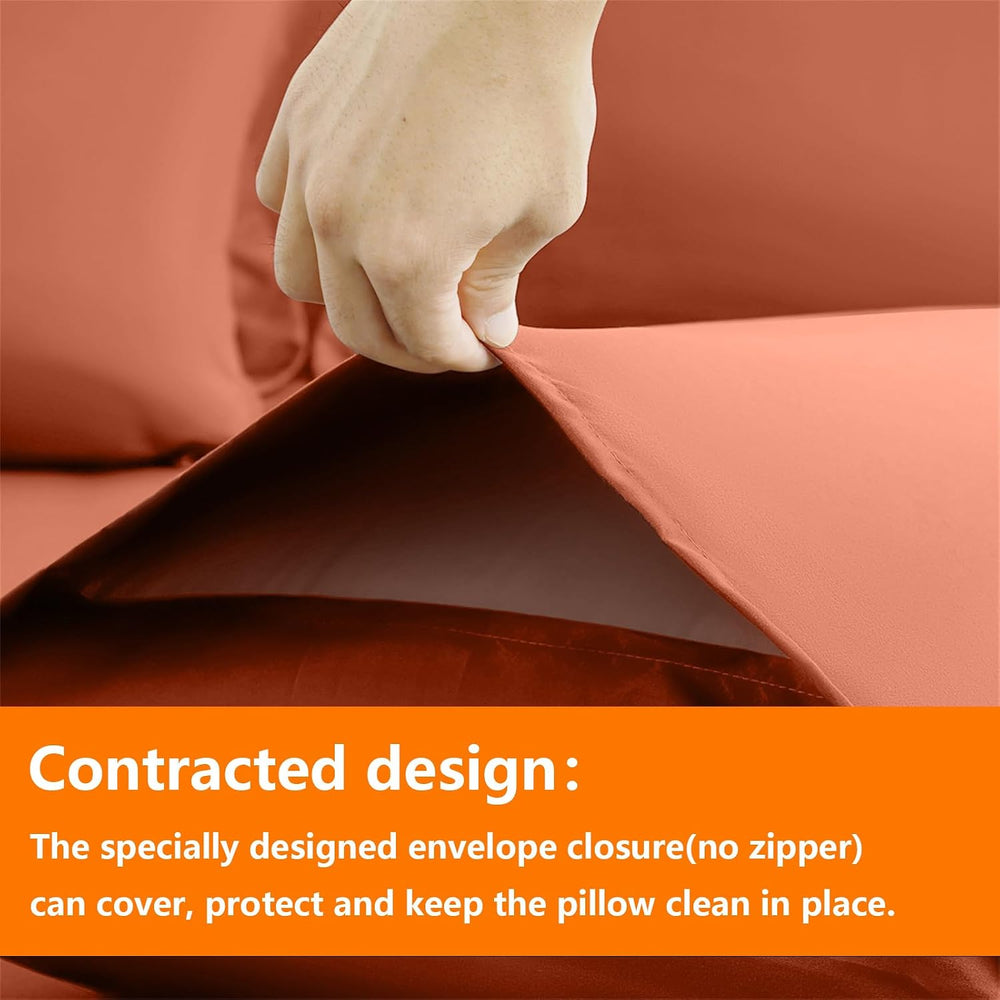 TAIMIT Burnt Orange King Comforter Set - 7 Pieces, Bed in a Bag Bedding Sets ...