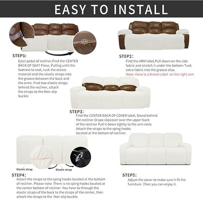 Easy-Going 8 Pieces Recliner Sofa Stretch Sofa Slipcover Sofa Cover Furniture - Image 4