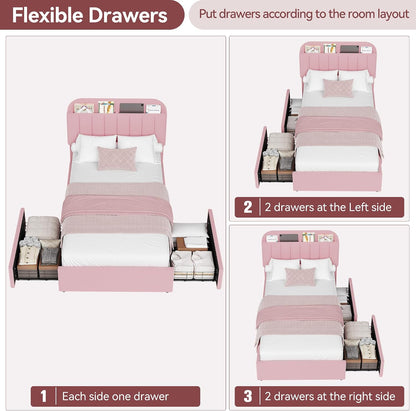 garveehome twin bed frame, platform bed with storage, package contents