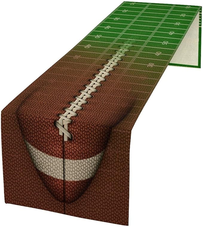 Football Table Runner Green Touchdown Sport Game Days Seasonal Dinner Runner by moderw