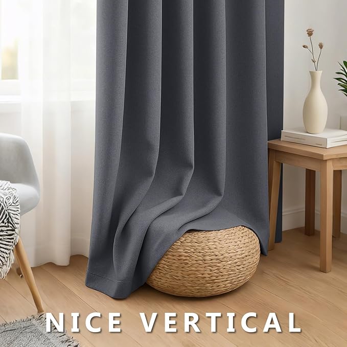 Linen 100% Blackout Curtains for Bedroom, Back Tab/Rod Pocket Curtain for - Image 7