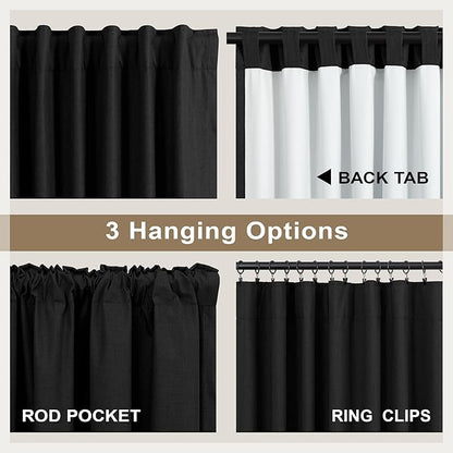 54 Inch Curtains Length 2 Panels Set 100% Blackout Modern Black Out Linen Drapes - Image 5