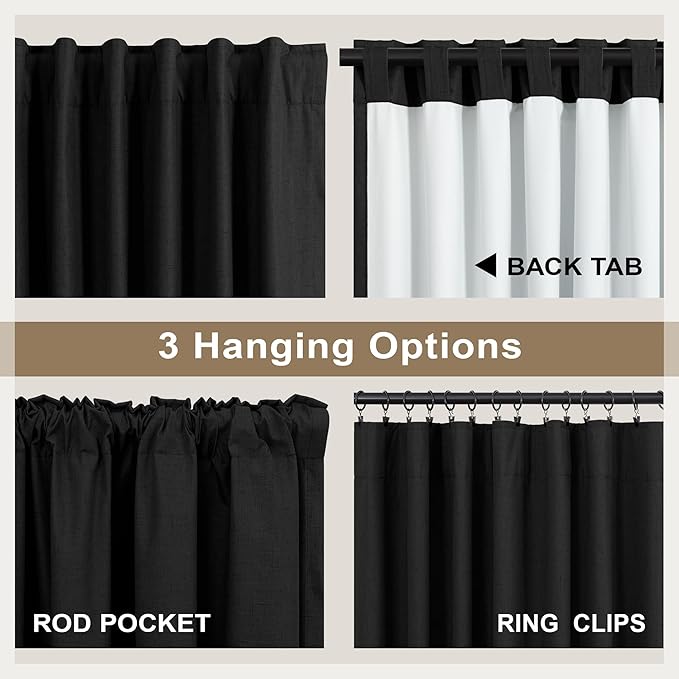 Linen Black Out Curtains 45 Inch Long 2 Panels Burg - Image 5