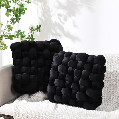Wenqik 2 Pcs Knot Pillows Square Knotted Plush Throws Soft Accent Pillows by Wenqik