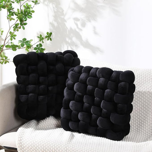 Wenqik 2 Pcs Knot Pillows Square Knotted Plush Throws Soft Accent Pillows by Wenqik