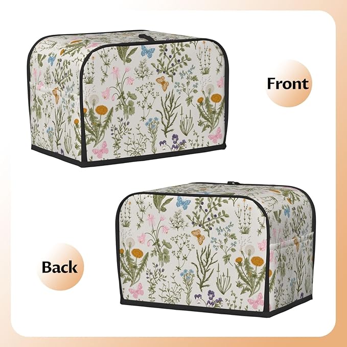 Vintage Flower Wild Herb Floral 2 Slice Toaster Cover, Waterproof Toaster Dust - Image 4