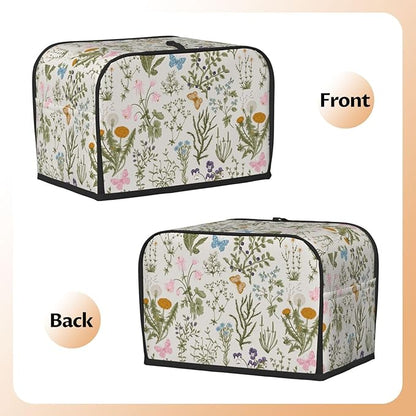Vintage Flower Wild Herb Floral 2 Slice Toaster Cover, Waterproof Toaster Dust - Image 4