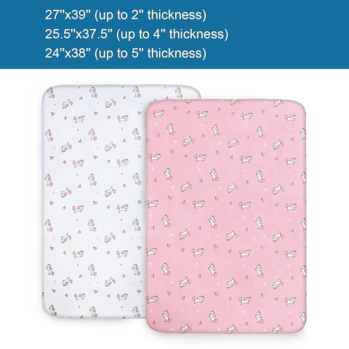 Pack and Play Sheets, Pack n Play Sheets | Mini Crib Sheets 2-Pack, Ultra Soft - Image 6