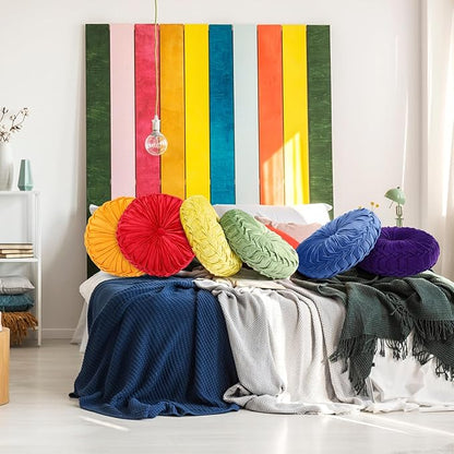 Yerliker 6 Pcs Floor Pillow Cushions 15inch Round Velvet Throw Pillows Colorful - Image 6