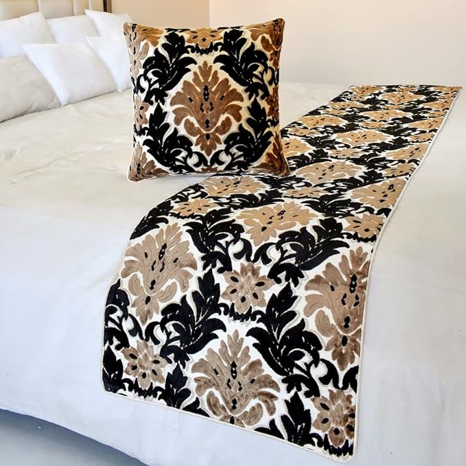 The HomeCentric King/Queen/Twin Brown Decorative King 90"x18" Bed Runner - Image 4