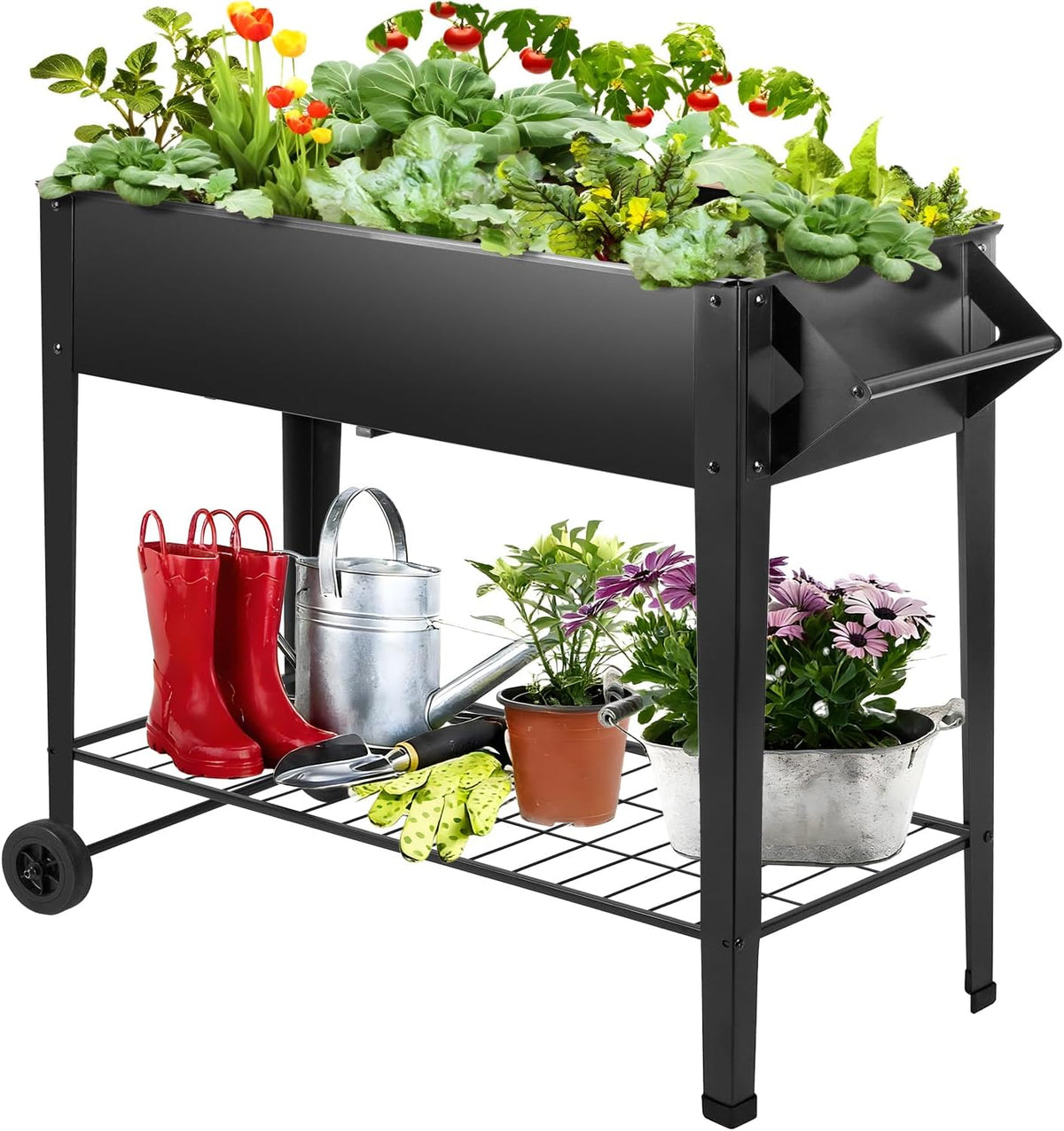 dnkmor 32in tall raised garden bed with wheels, main product view