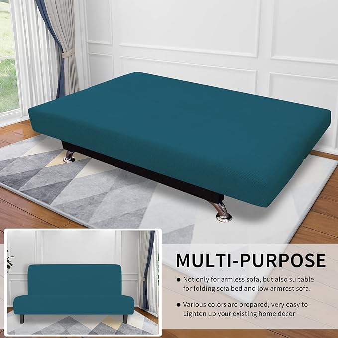 Easy-Going Stretch Futon Slipcover Armless Futon Bed Cover Furniture Protector - Image 4