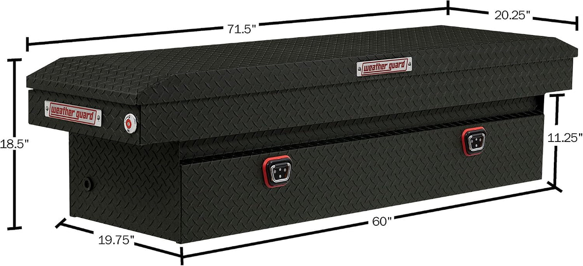 weather guard model 127-52-04 saddle box, aluminum, full, close-up detail