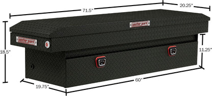 weather guard model 127-52-04 saddle box, aluminum, full, close-up detail