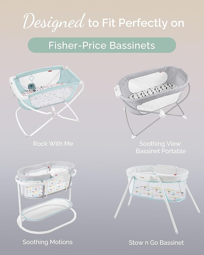 Bassinet Fitted Sheets for Fisher Price Bassinet Soothing Motions, Stow and Go - Image 2