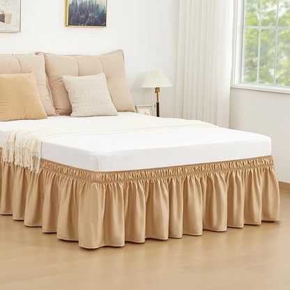 RIMELA Bed Skirt Queen Size Champagne Gold 15 Inch Drop, Wrap Around Elastic - Image 6