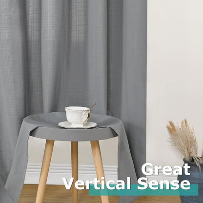 BGment Grey Linen Sheer Short Curtains 54 inch Length - Image 6